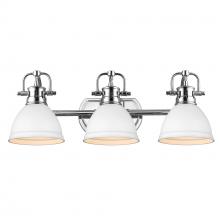 Golden 3602-BA3 CH-WHT - Duncan 3 Light Bath Vanity in Chrome with a Matte White Shade