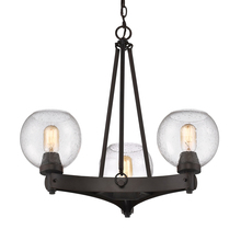 Golden 4855-3 RBZ-SD - 24" 3-Light Galveston Chandelier - Rubbed Bronze with Seeded Glass