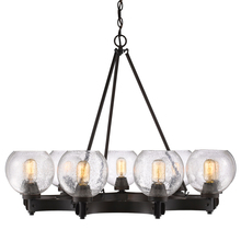 Golden 4855-9 RBZ-SD - 37" 9-Light Galveston Chandelier - Rubbed Bronze with Seeded Glass