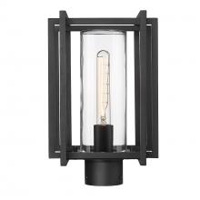 Golden 6071-OPST NB-CLR - 14" 1-Light Tribeca Exterior Post Mount - Natural Black with Clear Glass Shade