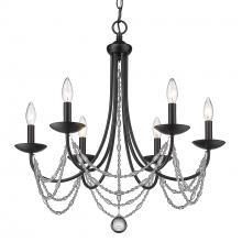 Golden 7644-6 BLK - 6 Light Chandelier