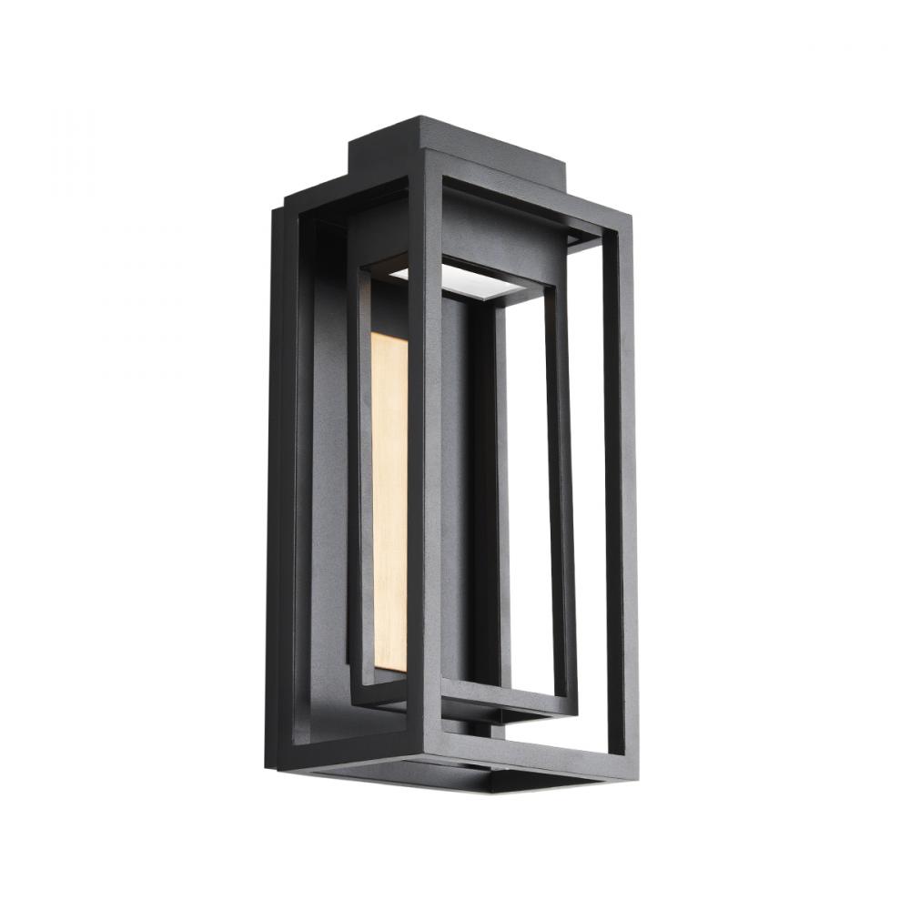 14" 3K-LED Dorne Exterior Wall - Black & Aged Brass