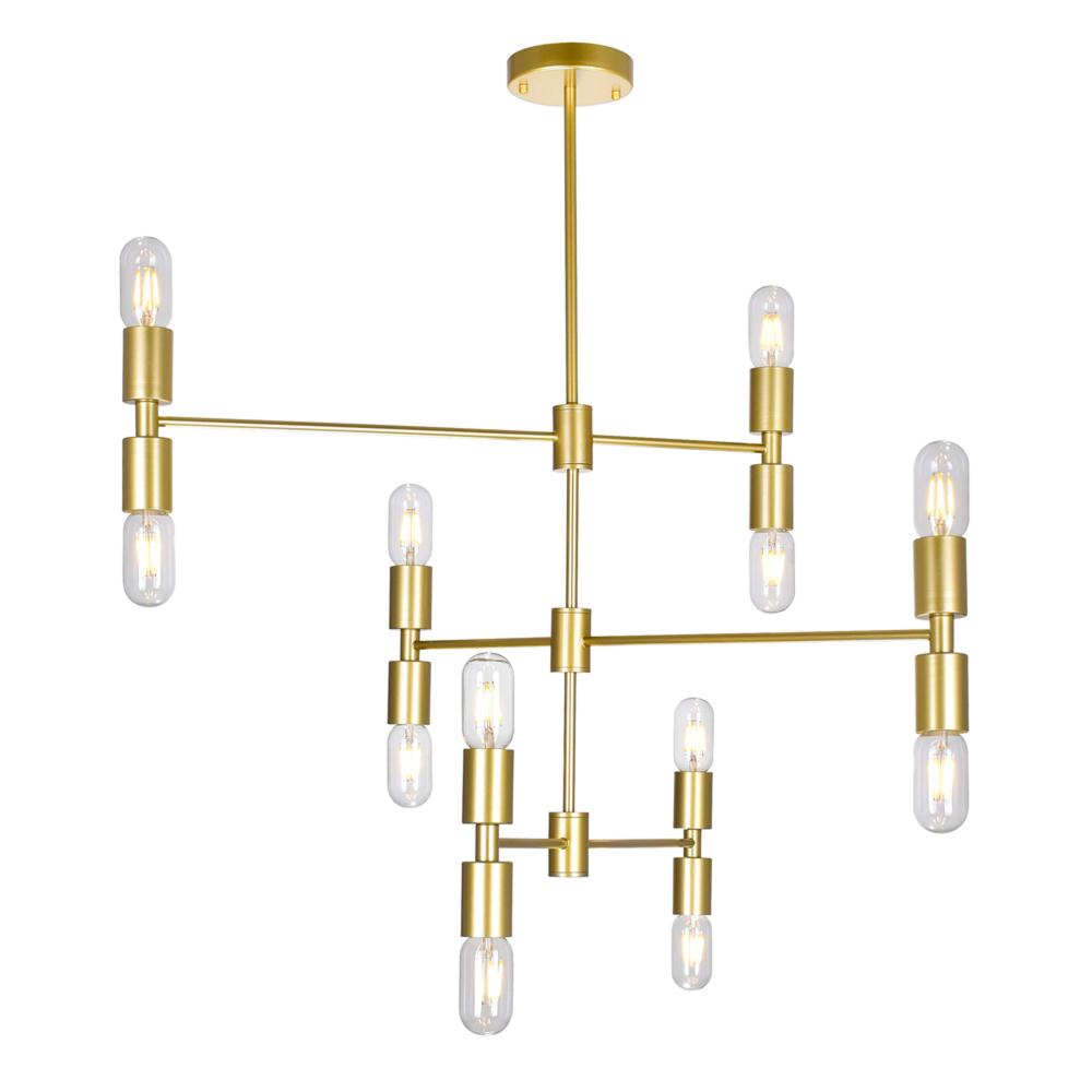 Hand Crank 12 Light Chandelier With Medallion Gold Finish