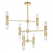 CWI Lighting 1227P34-12-169 - Hand Crank 12 Light Chandelier With Medallion Gold Finish