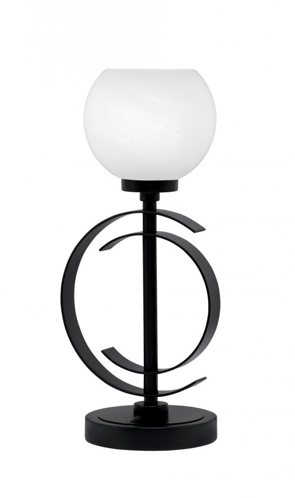 Accent Lamp, Matte Black Finish, 5.75" White Marble Glass