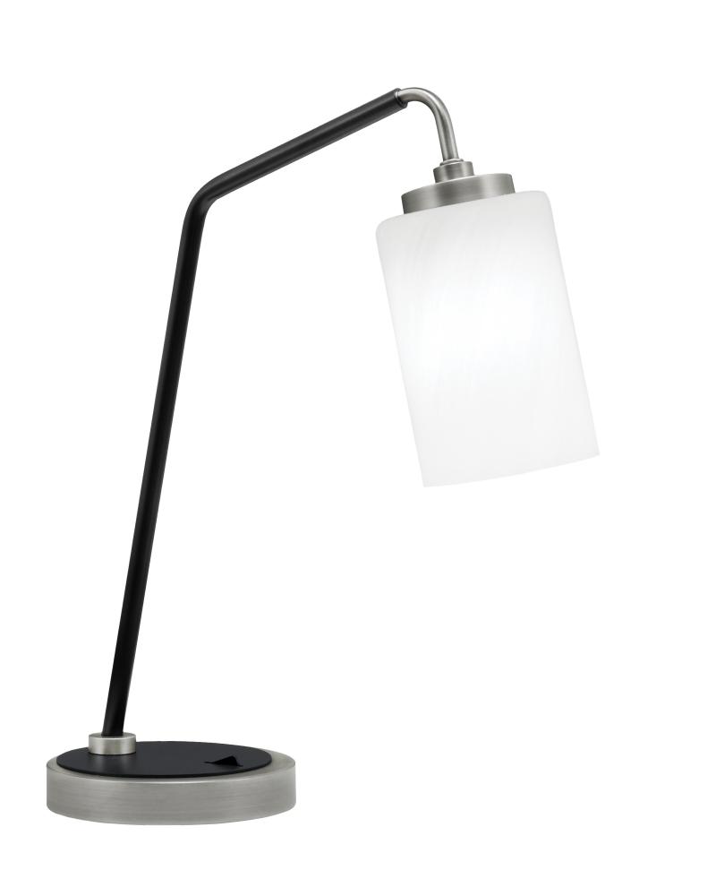 Desk Lamp, Graphite & Matte Black Finish, 4" White Marble Glass