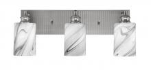 Toltec Company 1163-BN-3009 - Edge 3 Light Bath Bar, Brushed Nickel Finish, 4" Onyx Swirl Glass