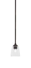 Toltec Company 560-DG-461 - Zilo Stem Hung Mini Pendant, Dark Granite Finish, 4.5" Square Clear Bubble Glass