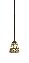 Toltec Company 560-DG-9735 - Zilo Stem Hung Mini Pendant, Dark Granite Finish, 7" Cobblestone Art Glass