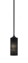 Toltec Company 560-MB-4099 - Zilo Stem Mini Pendant, Matte Black Finish, 4" Black Matrix Glass