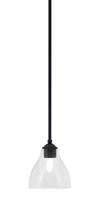 Toltec Company 560-MB-4760 - Zilo Stem Mini Pendant, Matte Black Finish, 6.25" Clear Bubble Glass