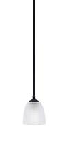 Toltec Company 560-MB-500 - Zilo Stem Mini Pendant, Matte Black Finish, 5" Clear Ribbed Glass