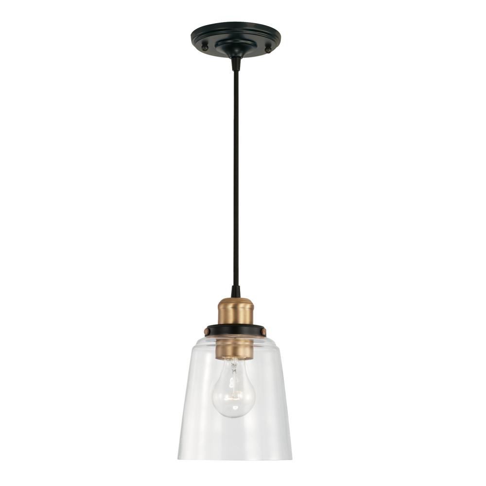 6" 1-Light  Fallon Pendant - Aged Brass & Black