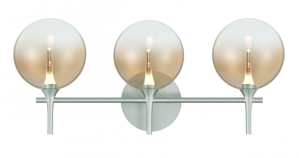 24" 3K-LED 3-Light Vanity - Satin Nickel & Amber