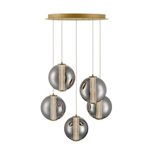 Eurofase 45737-022 - 26" 3K-LED 5-Light Atomo - Gold with Smoke Glass & Faceted Crystal