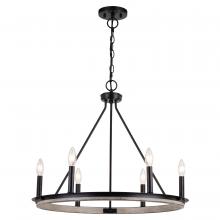 Vaxcel International H0274 - Russel 24.75-in. 6 Light Chandelier Matte Black and Weathered Gray