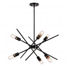 Vaxcel International P0390 - Halsted 24.25-in 6 Light Pendant Black and Satin Brass