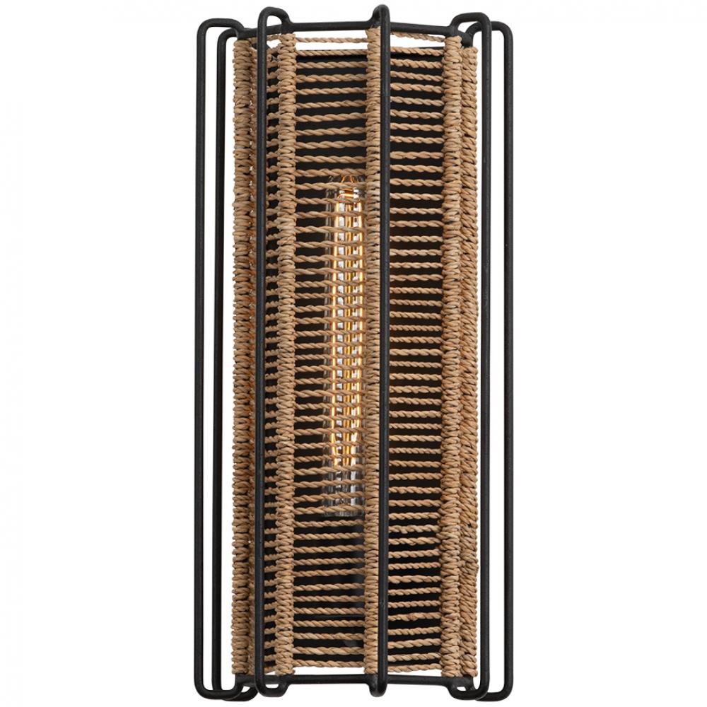 17" 1-Light Ramon Sconce - Textured Black & Jute