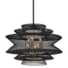 Troy F6016-SBK - 23" 6-Light Kokoro Pendant - Black & Brass