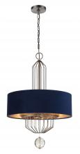 Minka Metropolitan N7336-889 - 24" 6-Light Grandeur Pendant - Aged Antique Nickel & Twilight Blue Velvet