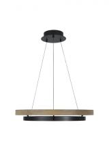 Visual Comfort & Co. Modern Collection 700GRC30BW-LED930 - 30" 3K-LED Grace Chandelier - Matte Black & Weathered Oak Wood