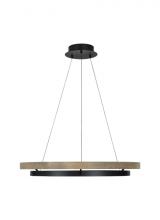 Visual Comfort & Co. Modern Collection 700GRC36BW-LED930 - 36" 3K-LED Grace Chandelier - Matte Black & Weathered Oak Wood