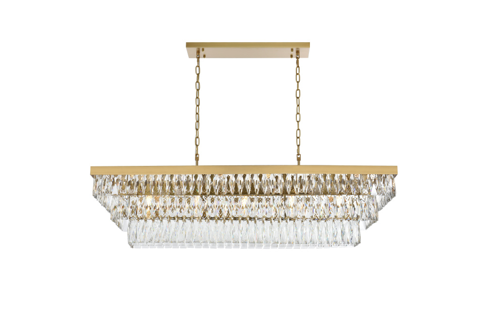 14" Linear Chandelier-  Satin Gold