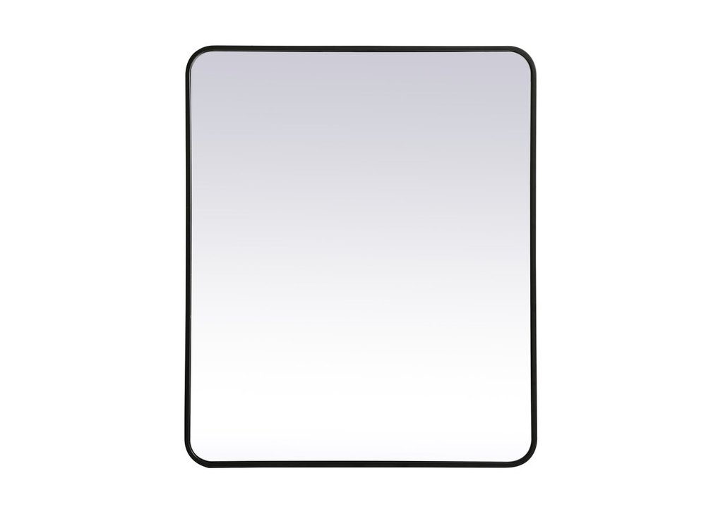 30X36 Soft Corner Rectangular Metal Mirror - Black