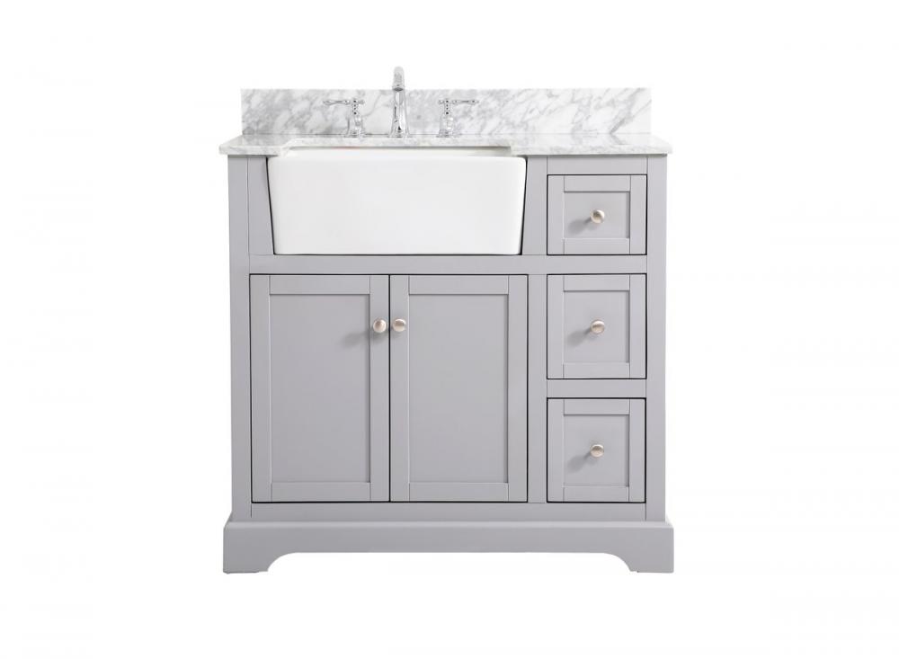 36 inch Single bathroom vanity in black with backsplash