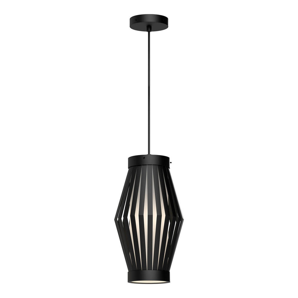 9" 1Light Hana Pendant - Matte Black with Matte Opal Glass