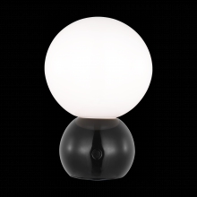 Visual Comfort & Co. Studio Collection KST1231GBK-L1 - 8" 27K-LED Suki Rechargeable Table Lamp - Gloss Black with Milk Glass Shade