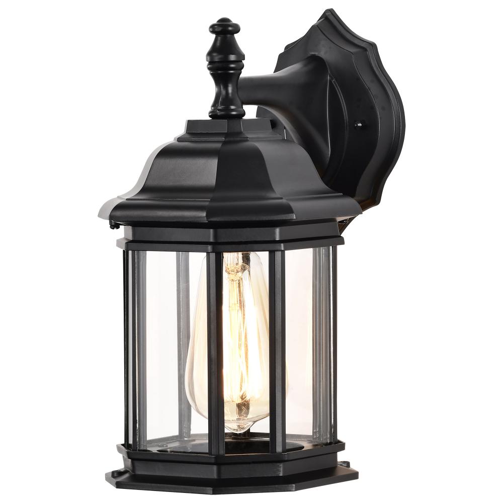 Hopkins Outdoor Collection 12 inch Small Wall Light; Matte Black Finish with Clear Glass