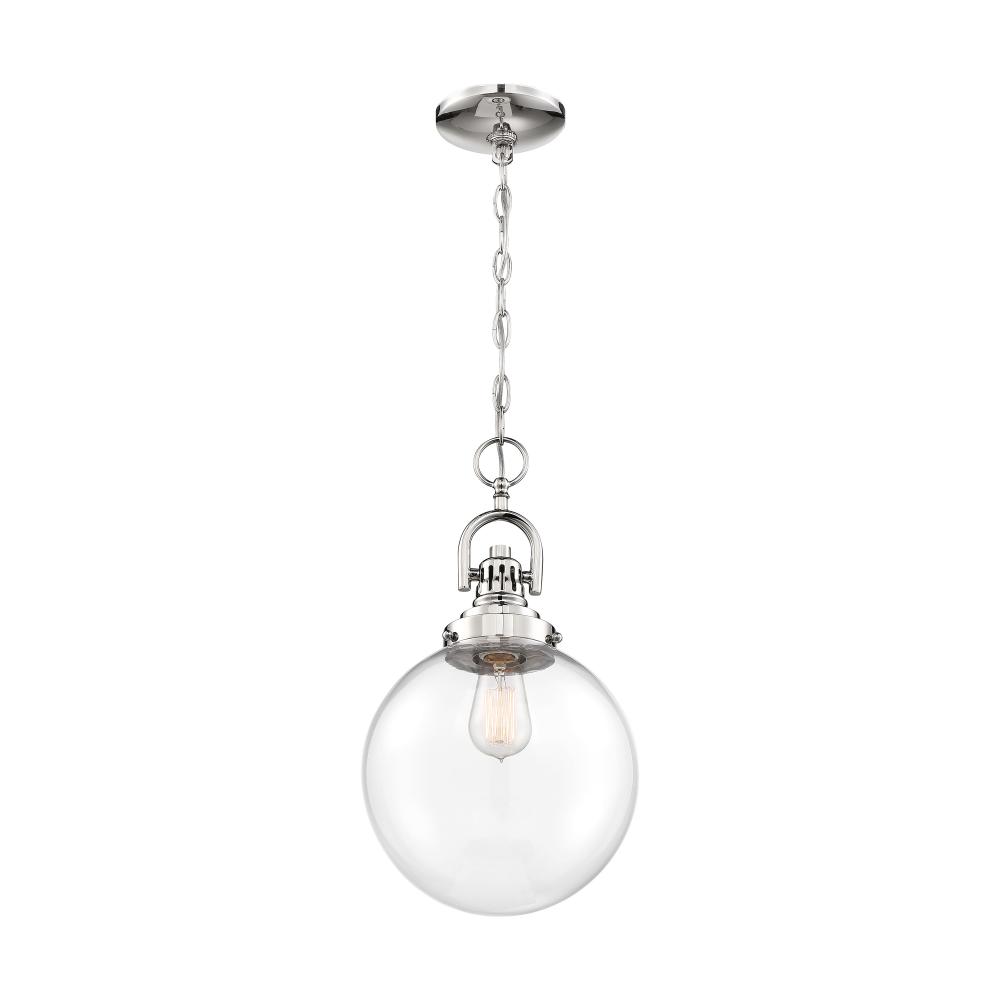 Skyloft -1 Light Pendant - with Clear Glass - Polished Nickel Finish