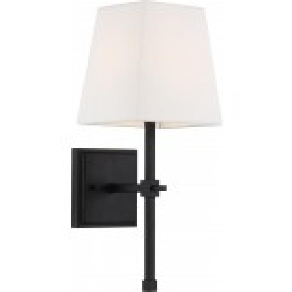 Highline - 1 Light Vanity - with White Linen Shade - Aged Bronze Finish