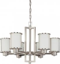 Nuvo 60/2853 - Odeon - 6 Light (convertible up with down) Chandelier with Satin White Glass - Brushed Nickel Finish