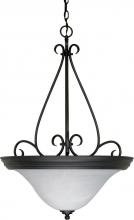 Nuvo 60/385 - Castillo - 3 Light Pendant with Alabaster Swirl Glass - Textured Flat Black Finish