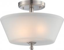 Nuvo 60/4151 - Surrey - 3 Light Semi Flush with Frosted Glass - Brushed Nickel Finish