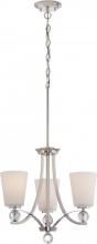 Nuvo 60/5496 - Connie - 3 Light Chandelier with Satin White Glass - Polished Nickel Finish