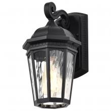 Nuvo 60/5945 - East River Collection Outdoor 12 inch Small Wall Light; Matte Black Finish with Clear Water Glass