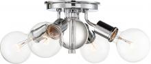 Nuvo 60/6564 - Bounce - 4 Light Flush Mount with Crystal Accent - Polished Nickel Finish