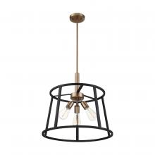 Nuvo 60/6642 - Chassis- 3 Light Pendant - Copper Brushed Brass and Matte Black Finish