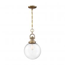 Nuvo 60/6671 - Skyloft- 1 Light Pendant - with Clear Glass - Burnished Brass Finish