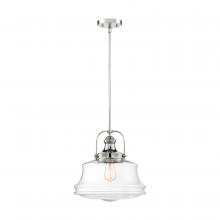 Nuvo 60/6758 - Basel - 1 Light Pendant - with Clear Glass - Polished Nickel Finish