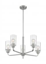 Nuvo 60/7175 - Sommerset - 5 Light Chandelier with Clear Glass - Brushed Nickel Finish