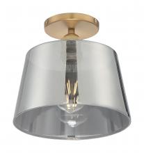 Nuvo 60/7324 - Motif - 1 Light Semi-Flush with Smoked Glass - Brushed Brass and Smoked Glass Finish