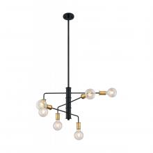 Nuvo 60/7344 - Ryder - 6 Light Chandelier with- Black and Brushed Brass Finish