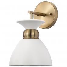 Nuvo 60/7459 - Perkins; 1 Light; Wall Sconce; Matte White with Burnished Brass