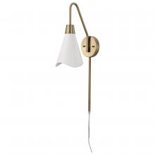 Nuvo 60/7468 - Tango; 1 Light; Wall Sconce; Matte White with Burnished Brass