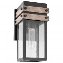 Nuvo 60/7540 - Homestead; 1 Light; Small Wall Lantern; Matte Black & Wood Finish with Clear Seeded Glass