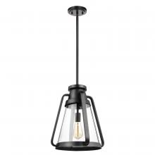 Nuvo 60/7553 - Everett; 1 Light; 14 Inch Pendant; Matte Black with Clear Glass